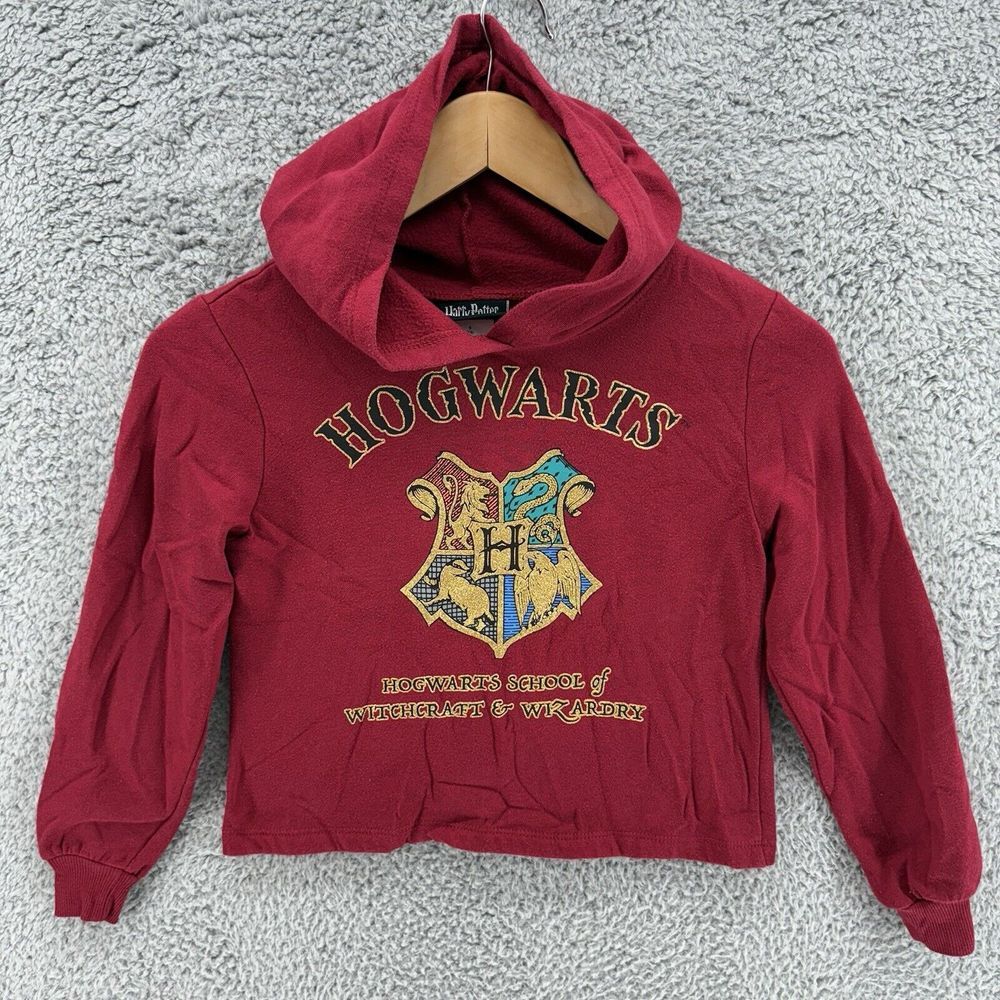 Harry‎ Potter Hogwarts Kids Hoodie Sweatshirt Red Long Sleeve Stretch Size S 7/8